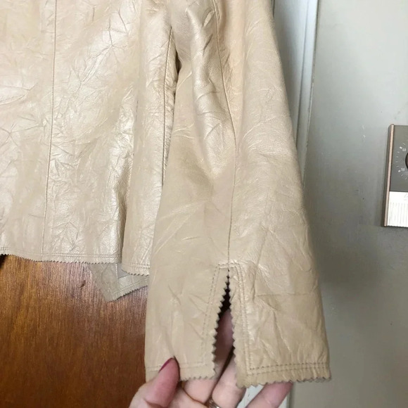 Annie Klein Crinkle Texture Leather Jacket M - Picture 11 of 13